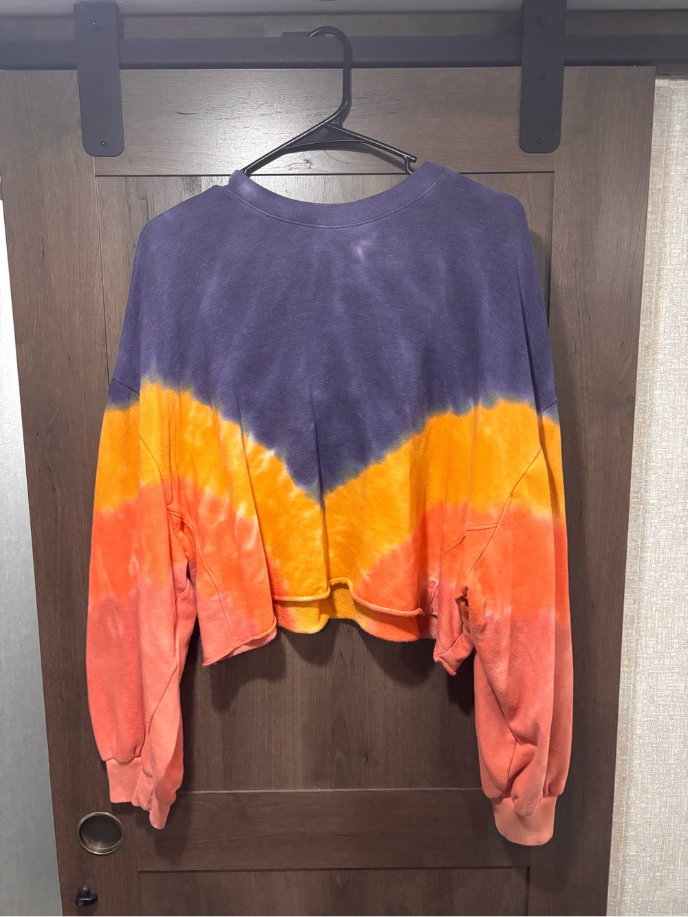 PINK Victoria's Secret Cropped Tie-Dye Sweatshirt in Purple, Yellow & Orange